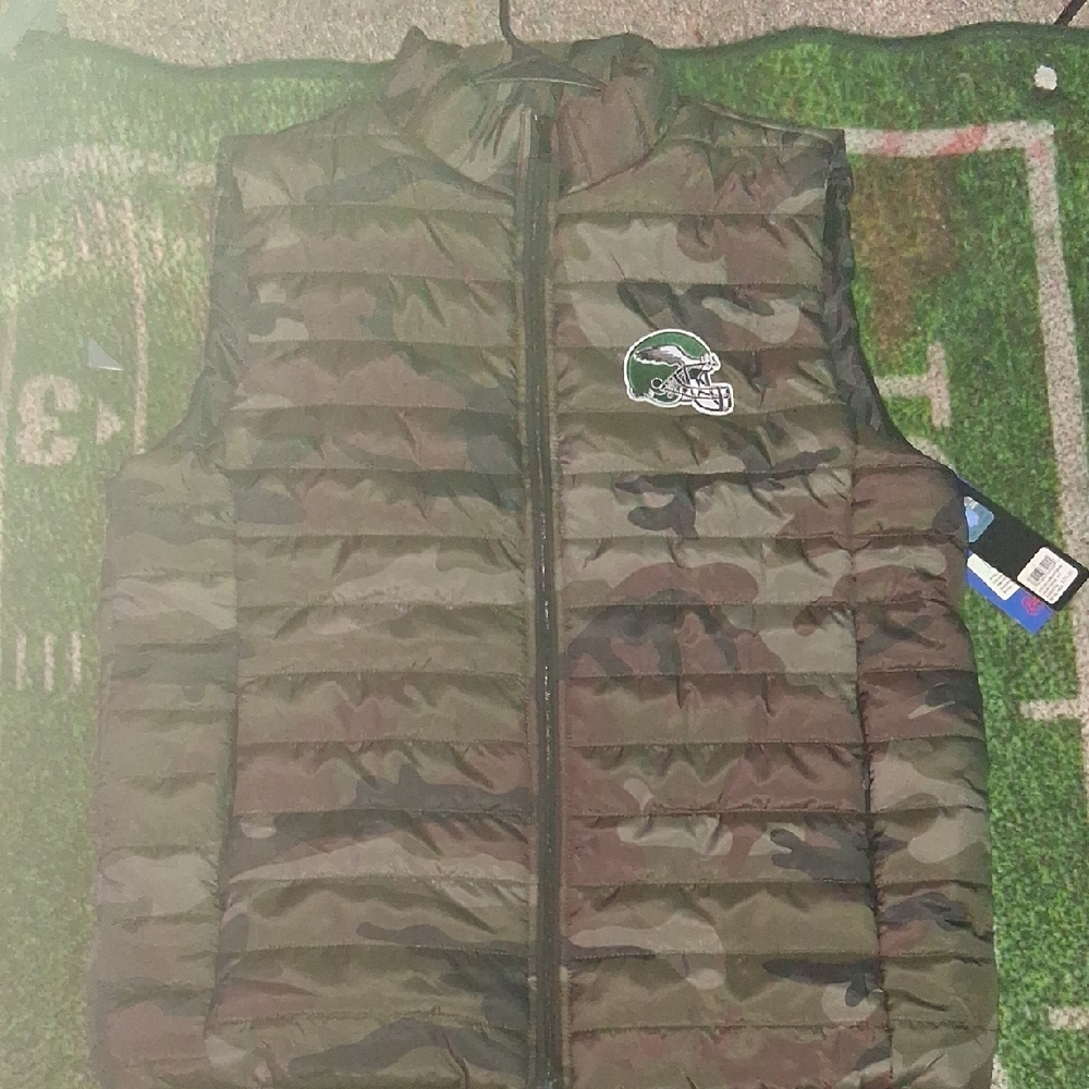 Philadelphia Eagles Retro Vintage Men's Camouflage Puffer Vest Jacket Full Zip N